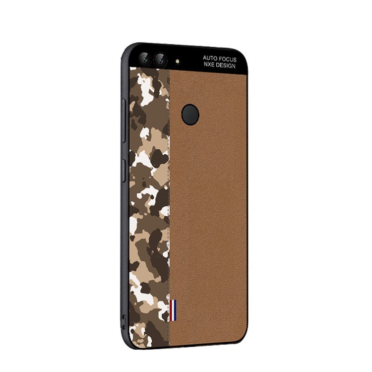 NXE Camouflage Pattern Splicing TPU Cover Case for Huawei P Smart / Enjoy 7S - Brown Camouflage / Brown-3