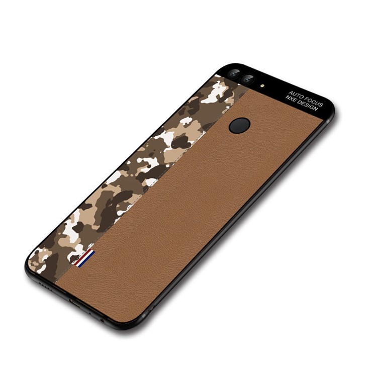 NXE Camouflage Pattern Splicing TPU Cover Case for Huawei P Smart / Enjoy 7S - Brown Camouflage / Brown-5