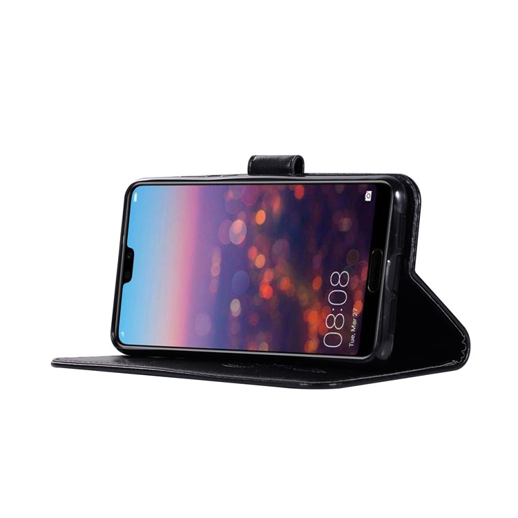 Imprint Owl Dream Catcher Wallet Stand Leather Case for Huawei P20 - Black-5