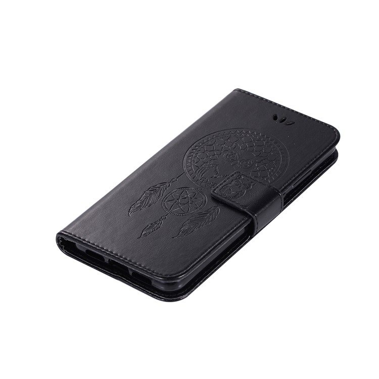 Imprint Owl Dream Catcher Wallet Stand Leather Case for Huawei P20 - Black-7