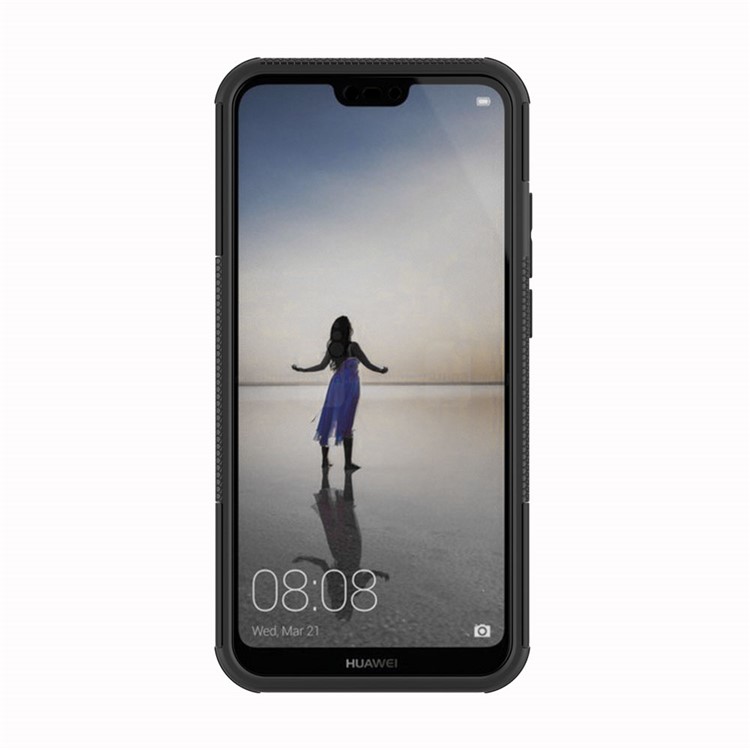 Anti-slip PC + TPU Hybrid Kickstand Case for Huawei P20 Lite / Nova 3e - Black-4