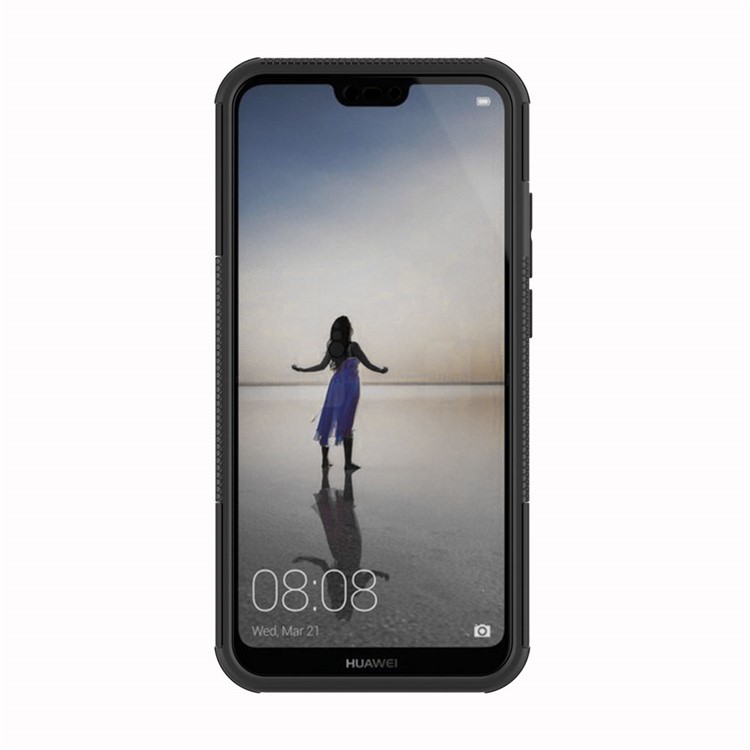 Anti-slip-pc + Tpu-hybrid-kickstand Für Huawei P20 Lite / Nova 3e - Schwarz