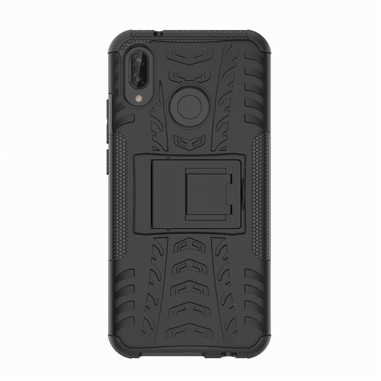 Étui de Kickstand Hybride Antidérapant PC + TPU Pour Huawei P20 Lite / Nova 3e - le Noir