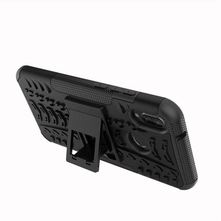 Caso de Kickstand Híbrido Anti-slip PC + TPU Para Huawei P20 Lite / Nova 3e - Preto