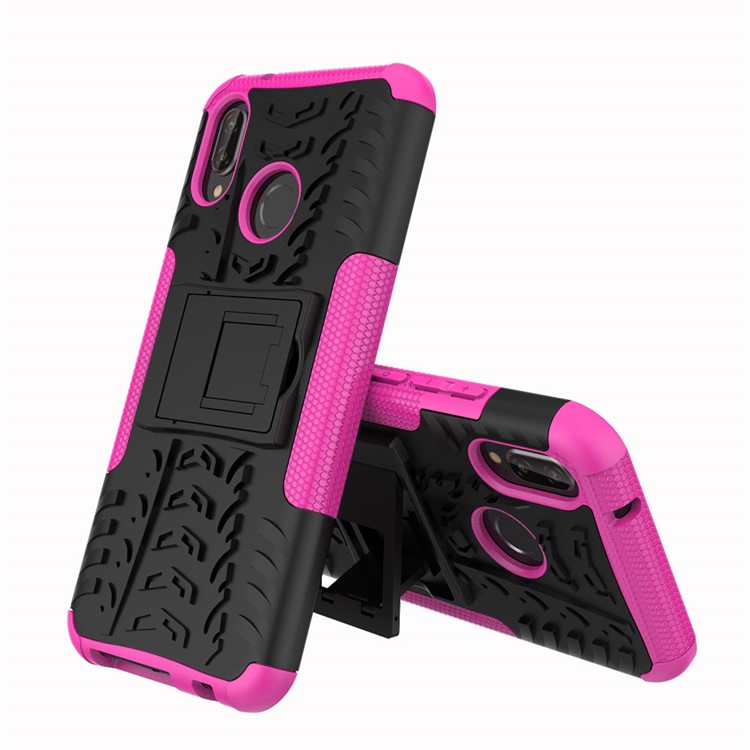 Anti-slip PC + TPU Hybrid Kickstand Phone Case for Huawei P20 Lite / Nova 3e - Rose-1