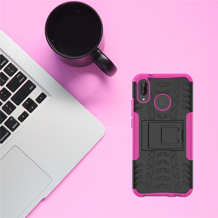 Anti-slip PC + TPU Hybrid Kickstand Phone Case for Huawei P20 Lite / Nova 3e - Rose-3