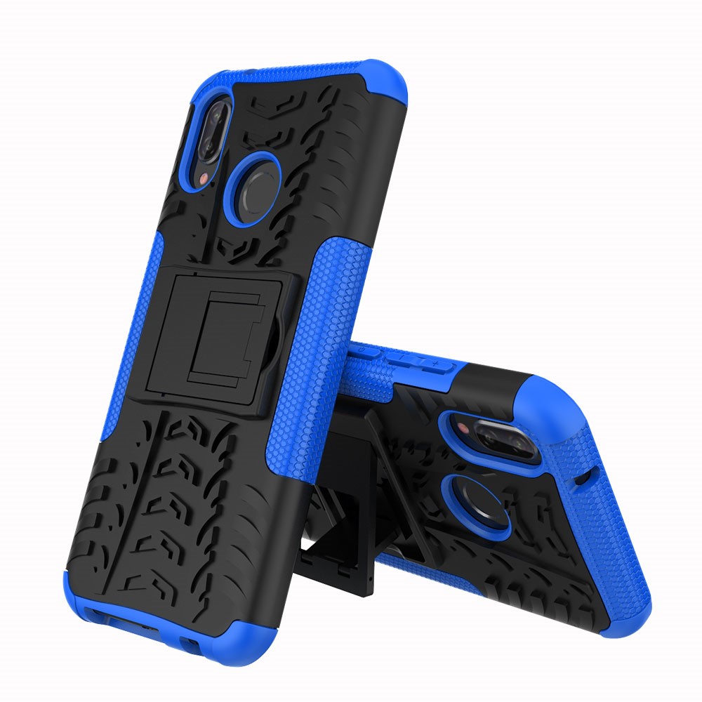 Anti-slip PC + TPU Hybrid Kickstand Protection Case for Huawei P20 Lite / Nova 3e - Blue-1