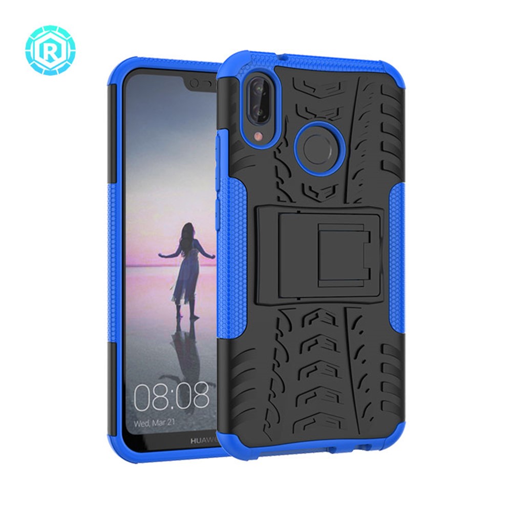 Anti-slip PC + TPU Hybrid Kickstand Protection Case for Huawei P20 Lite / Nova 3e - Blue-2