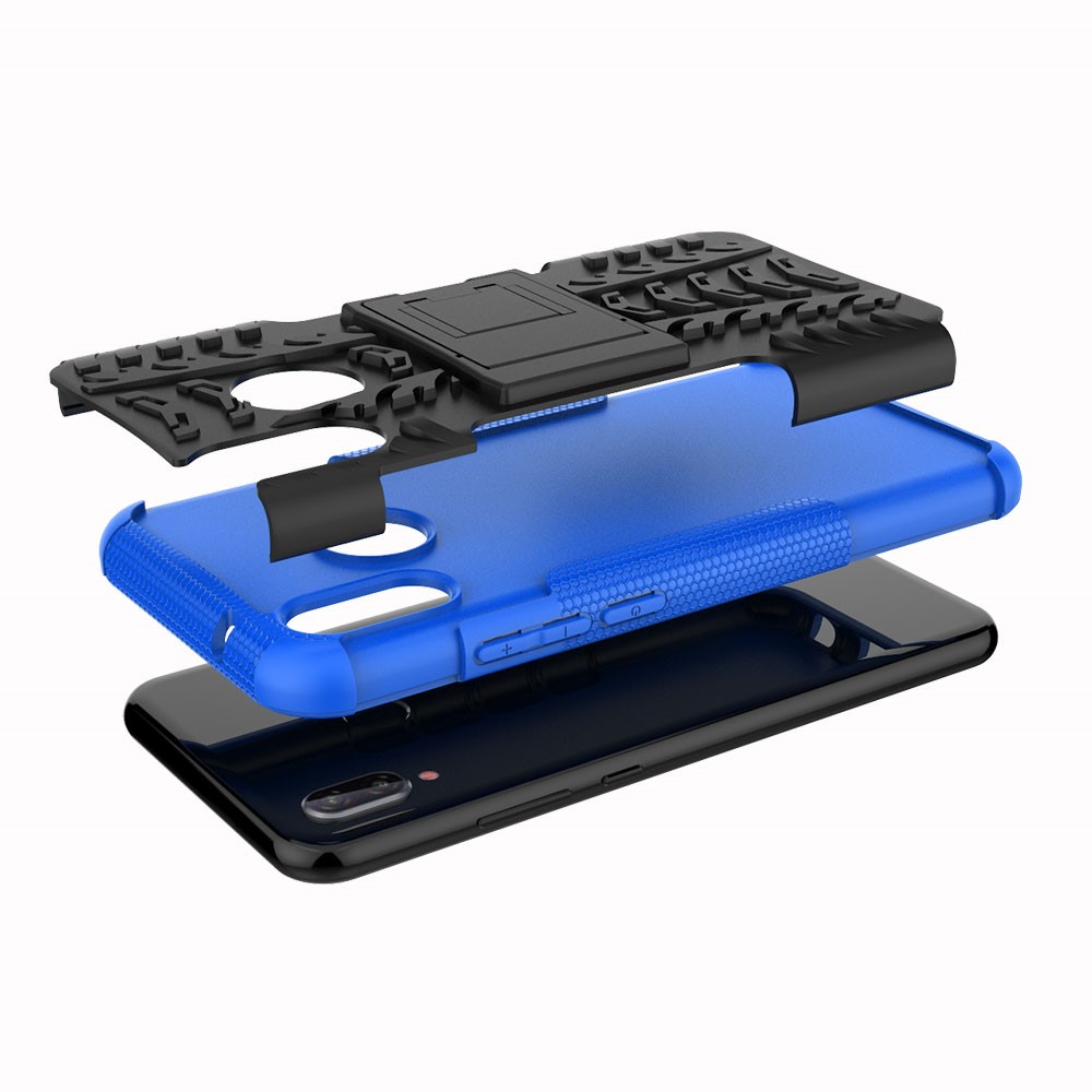 Anti-slip PC + TPU Hybrid Kickstand Protection Case for Huawei P20 Lite / Nova 3e - Blue-3