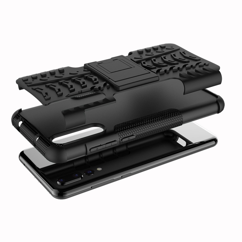 Für Huawei P20 Pro Anti-slip-pc + Tpu-hybrid-hülle Mit Kickstand - Schwarz