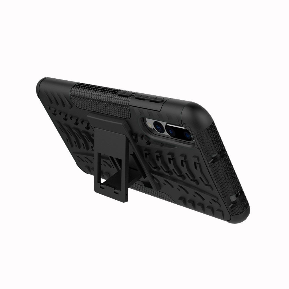 Para Huawei P20 Pro Anti-slip PC + TPU Hybrid Case Con Kickstand - Negro