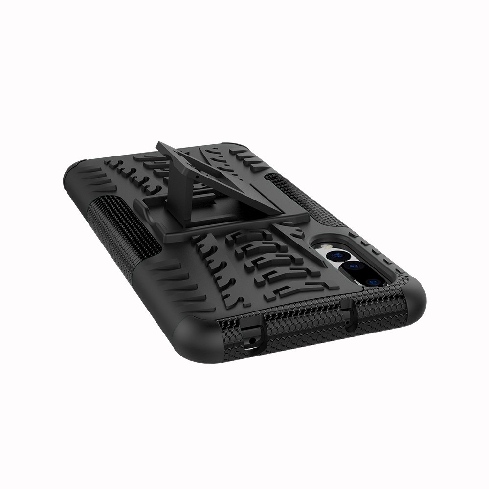 Per Huawei P20 Pro Anti-slip PC + Custodia Ibrida TPU Con Cavalletto - Nero