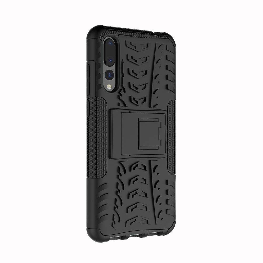 For Huawei P20 Pro Anti-slip PC + TPU Hybrid Case with Kickstand - Black-6