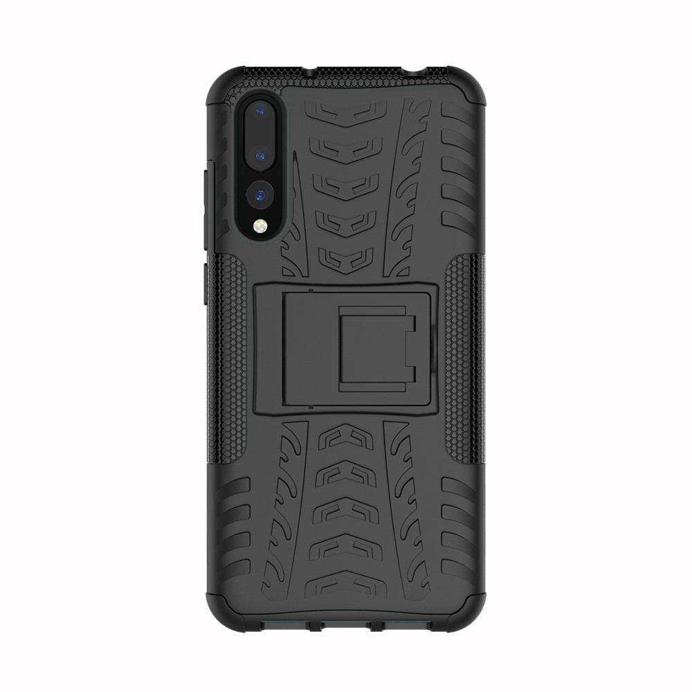 For Huawei P20 Pro Anti-slip PC + TPU Hybrid Case with Kickstand - Black-7