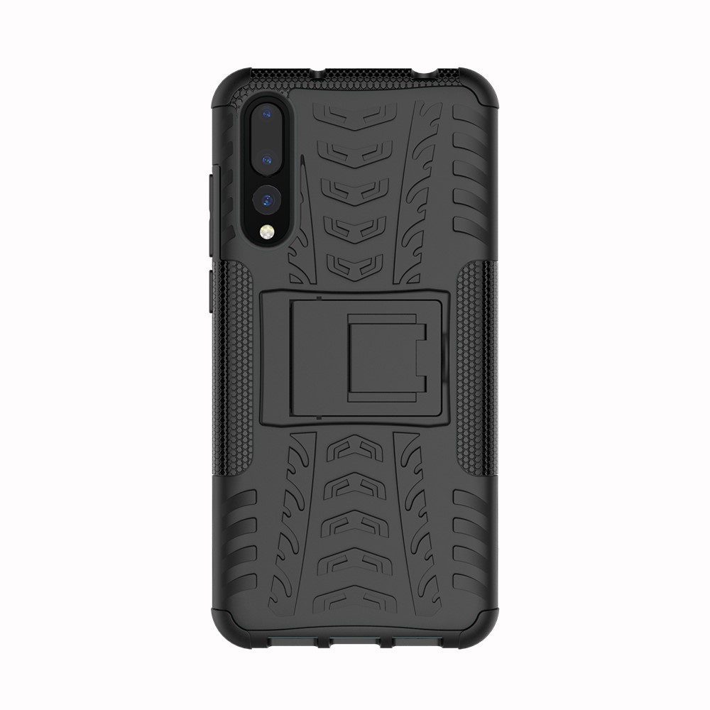 Para Huawei P20 Pro Anti-slip PC + TPU Hybrid Case Con Kickstand - Negro