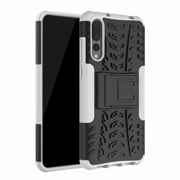 For Huawei P20 Pro Anti-slip PC + TPU Hybrid Cover with Kickstand - White-2