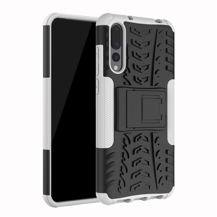 Para la Cubierta Híbrida Huawei P20 Pro Anti-slip PC + TPU Con Kickstand - Blanco-2