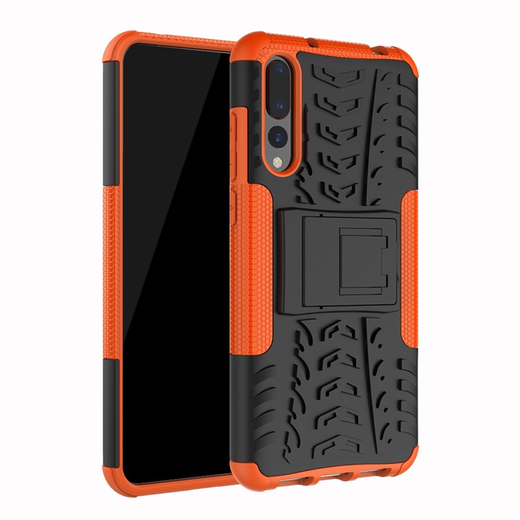 For Huawei P20 Pro Anti-slip PC + TPU Hybrid Phone Cover with Kickstand - Orange-2