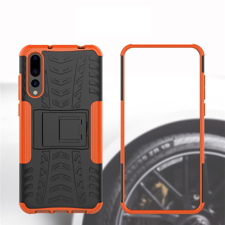 For Huawei P20 Pro Anti-slip PC + TPU Hybrid Phone Cover with Kickstand - Orange-3