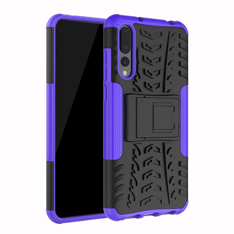 Pour Huawei P20 Pro Anti-slip PC + TPU Hybrid Phone Accessory Case Avec Kickstand - Violet