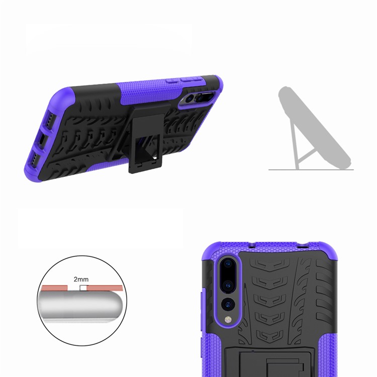 For Huawei P20 Pro Anti-slip PC + TPU Hybrid Phone Accessory Case with Kickstand - Purple-5