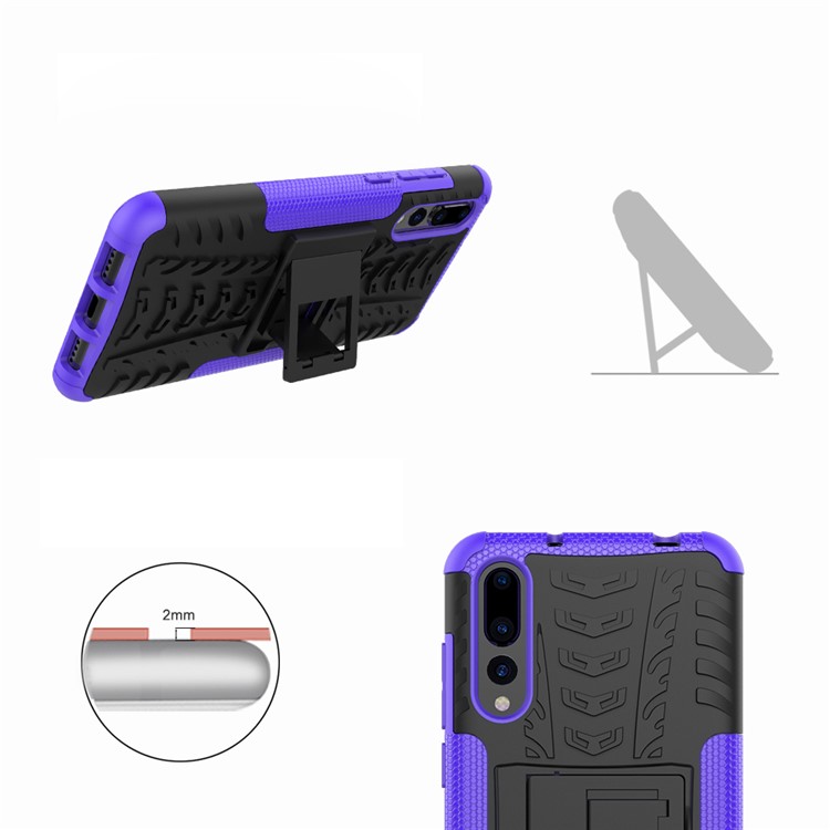 Per Huawei P20 Pro Anti-slip PC + Case di Accessorio Per Telefono Ibrido TPU Con Cavalletto - Viola