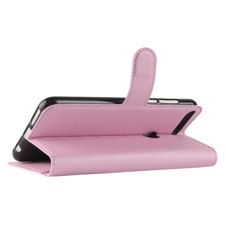 Litchi Skin Magnetic Leather Stand Case for Huawei Y7 Prime (2018) / Honor 7C / Enjoy 8 - Pink-5