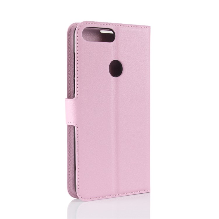 Litchi Skin Magnetic Leather Stand Case for Huawei Y7 Prime (2018) / Honor 7C / Enjoy 8 - Pink-6