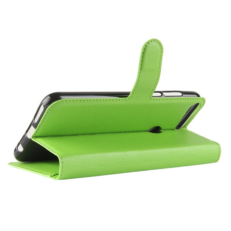 Litchi Skin Magnetic Leather Stand Cover for Huawei Y7 Prime (2018) / Honor 7C / Enjoy 8 - Green-5