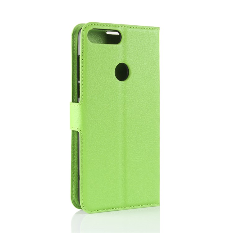 Litchi Skin Magnetic Leather Stand Cover for Huawei Y7 Prime (2018) / Honor 7C / Enjoy 8 - Green-6