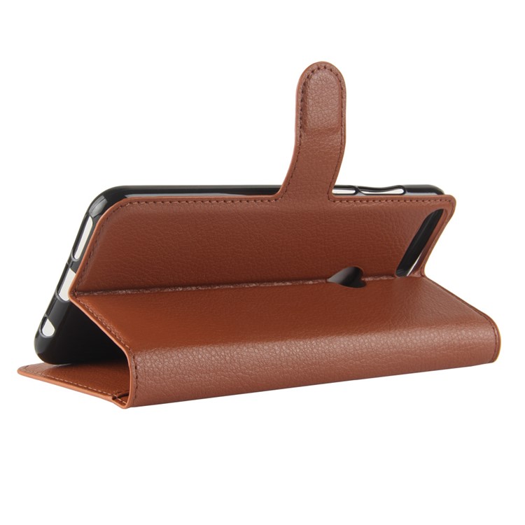 Litchi Skin Leather Stand Cover with Card Slots for Huawei Honor 7C / Enjoy 8 /Y7 Prime (2018) - Brown-5