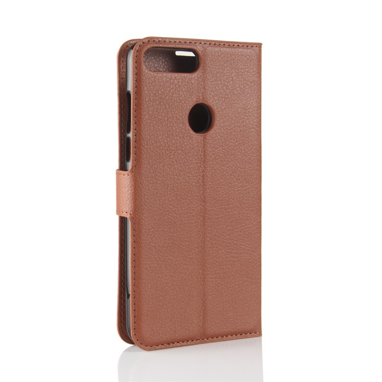 Litchi Skin Leather Stand Cover with Card Slots for Huawei Honor 7C / Enjoy 8 /Y7 Prime (2018) - Brown-6