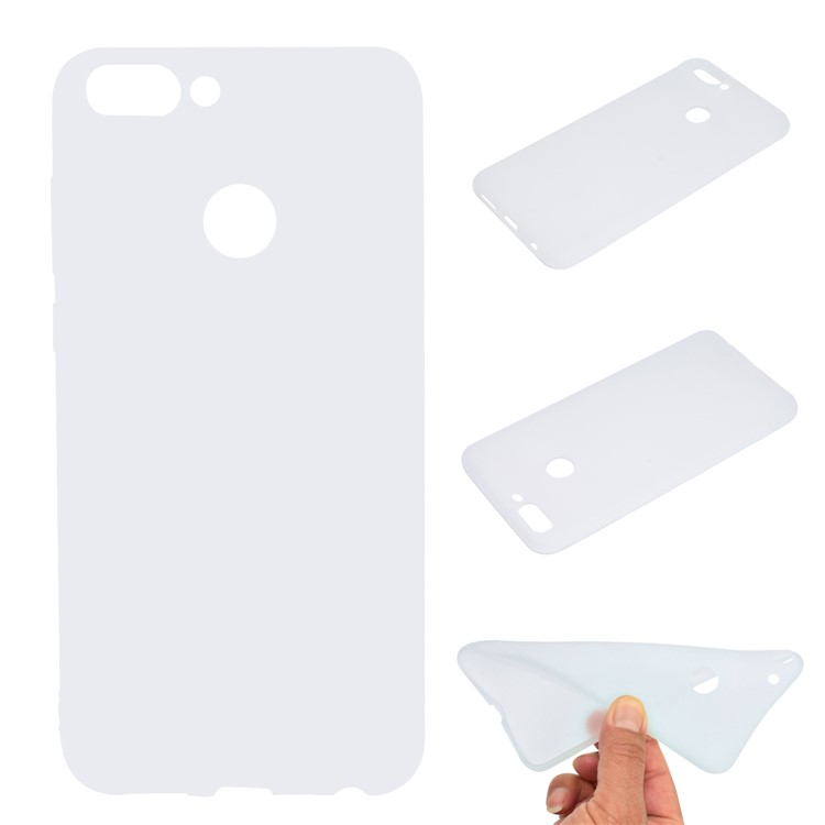 Solid Color Matte Soft TPU Cover for Huawei P Smart / Enjoy 7S - White-1