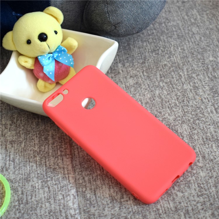 Solid Color Matte Soft TPU Shell for Huawei P Smart / Enjoy 7S - Red-7