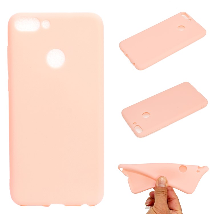 Solid Color Matte Soft TPU Phone Case for Huawei P Smart / Enjoy 7S - Pink-1