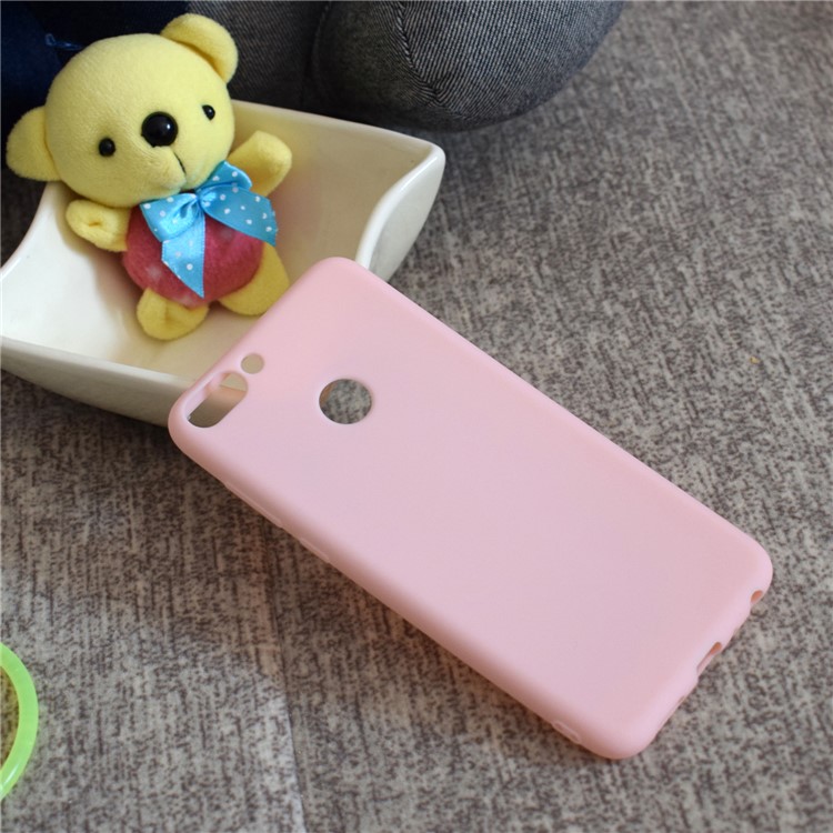 Solid Color Matte Soft TPU Phone Case for Huawei P Smart / Enjoy 7S - Pink-7