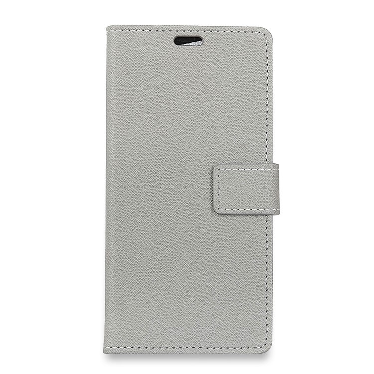 Cross Texture Wallet Leather Stand Cover for Huawei P20 Lite / Nova 3e - Grey-2