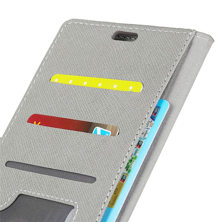 Cross Texture Wallet Leather Stand Cover for Huawei P20 Lite / Nova 3e - Grey-4