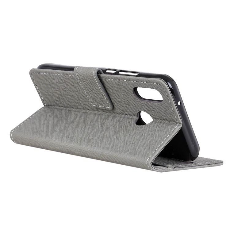 Cross Texture Wallet Leather Stand Cover for Huawei P20 Lite / Nova 3e - Grey-7