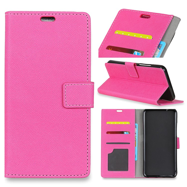Cross Texture Wallet Leather Shell Case for Huawei P20 Lite / Nova 3e - Rose-1