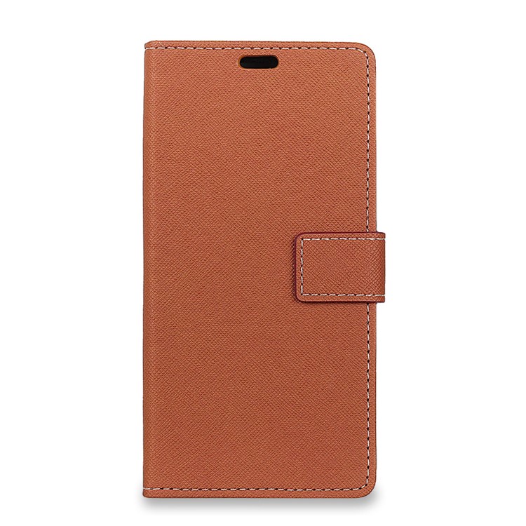 Cross Texture Wallet Leather Case Shell Cover for Huawei P20 Lite / Nova 3e - Brown-2