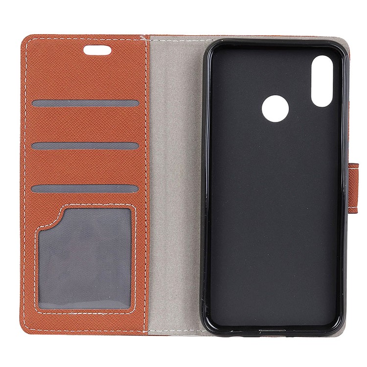 Cross Texture Wallet Leather Case Shell Cover for Huawei P20 Lite / Nova 3e - Brown-6