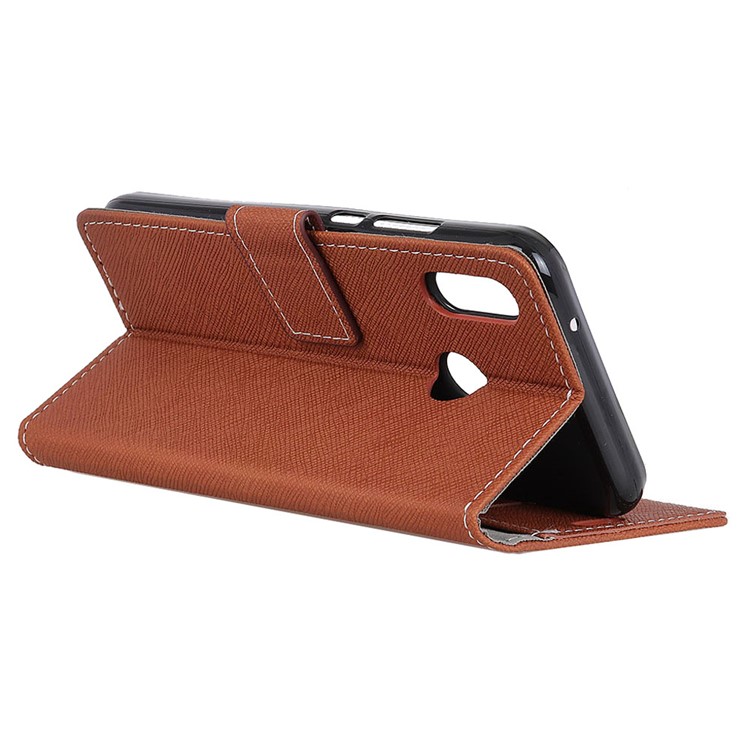 Cross Texture Wallet Leather Case Shell Cover for Huawei P20 Lite / Nova 3e - Brown-7