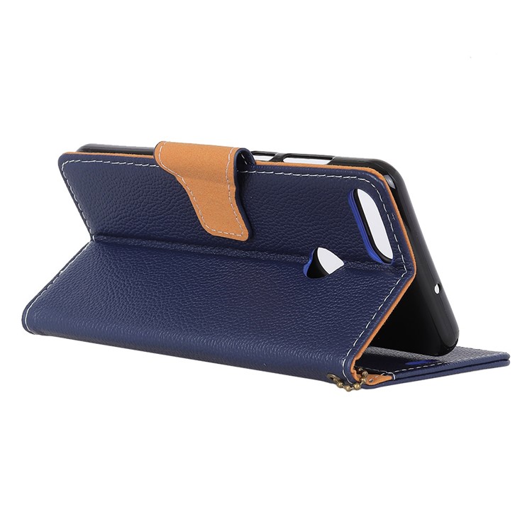 MURREN Litchi Skin Genuine Leather Wallet Cover for Huawei Y9 (2018) / Enjoy 8 Plus - Blue-7