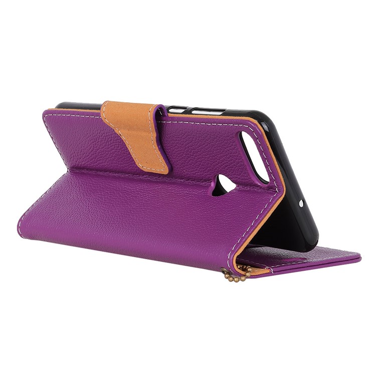 MURREN Litchi Skin Genuine Leather Card Holder Case for Huawei Y9 (2018) / Enjoy 8 Plus - Purple-7