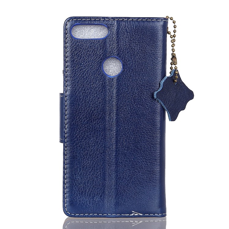 Crazy Horse Texture Genuine Leather Wallet Shell for Huawei Honor 7C/Enjoy 8 /Y7 Prime (2018) - Blue-2