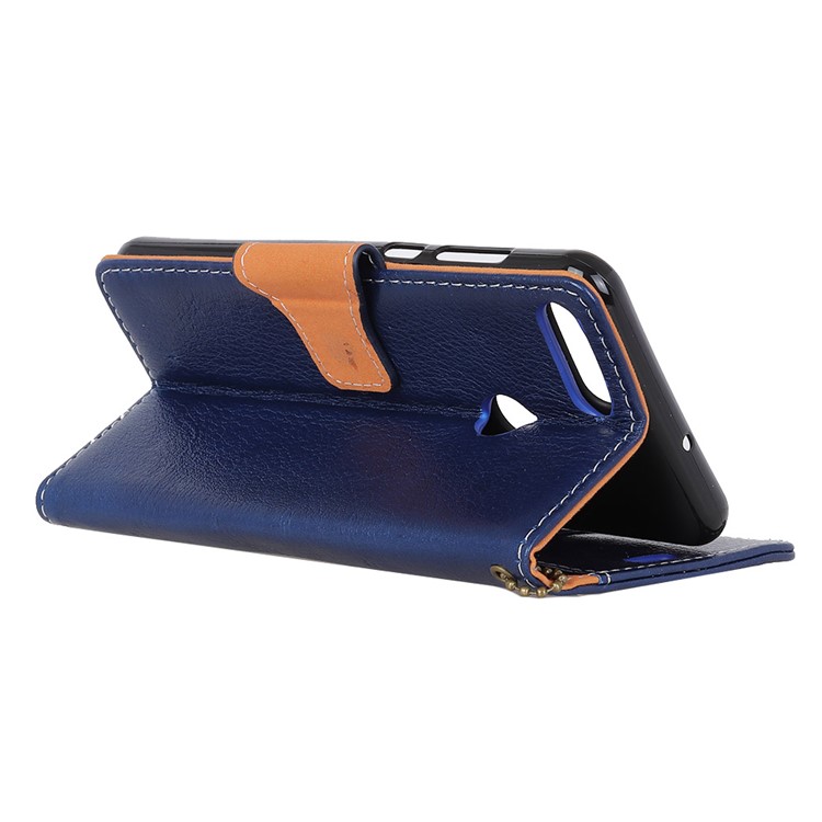 Crazy Horse Texture Genuine Leather Wallet Shell for Huawei Honor 7C/Enjoy 8 /Y7 Prime (2018) - Blue-4