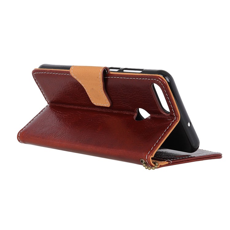 Crazy Horse Texture Genuine Leather Wallet Casing for Huawei Honor 7C/Enjoy 8 /Y7 Prime (2018) - Brown-4
