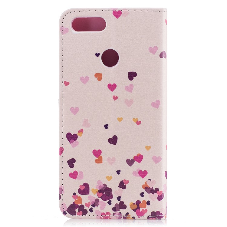 For Huawei Honor 7X Embossed Leather Folio Accessory Case with Card Slots - Hearts-3