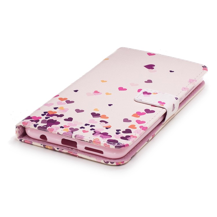 For Huawei Honor 7X Embossed Leather Folio Accessory Case with Card Slots - Hearts-4